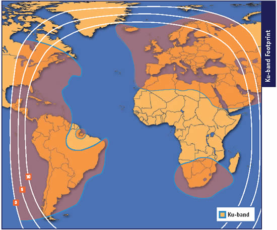 Карта покрытия спутника 